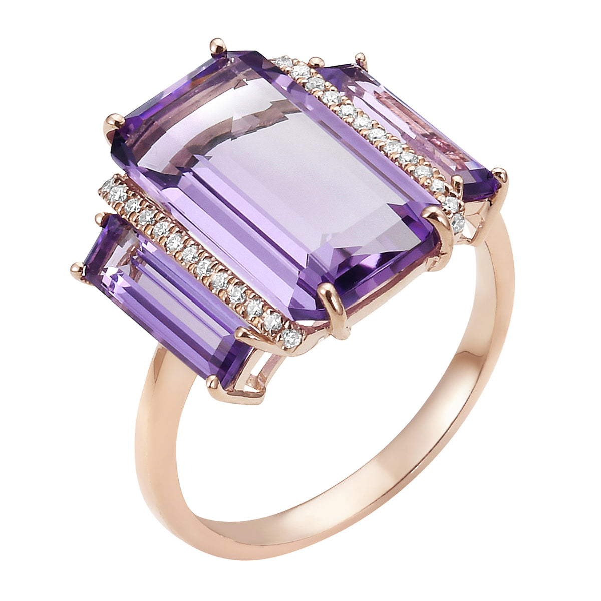 R090045R-AME - 14KR-2.23G 28D-0.09ct 1AM-4.97ct 2AM-1.35ct Amethyst