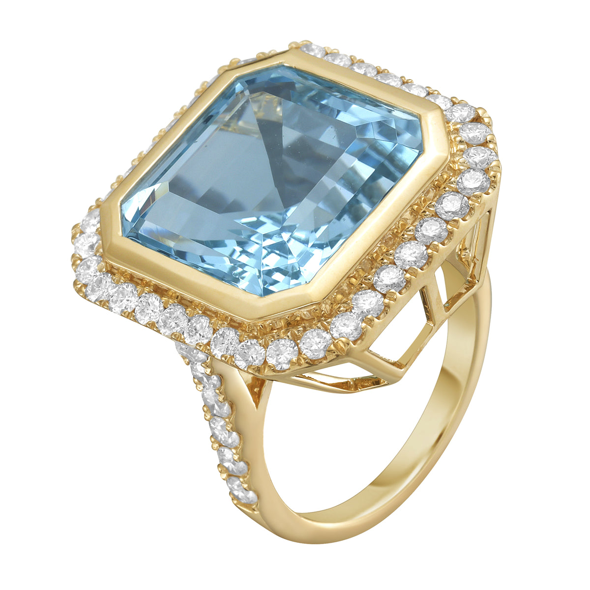 14K Yellow Gold Sky Blue Topaz Ring, 16.22ct