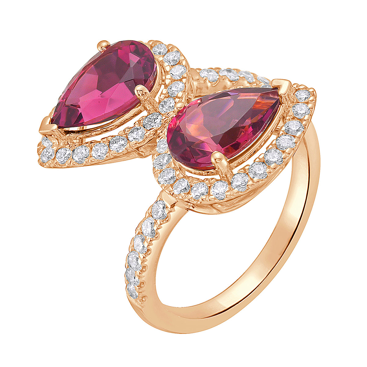 R090078R-PT - Ring 14KP/3.5G 2PT-2.57CT 52RD-0.62CT Pink Tourmoline