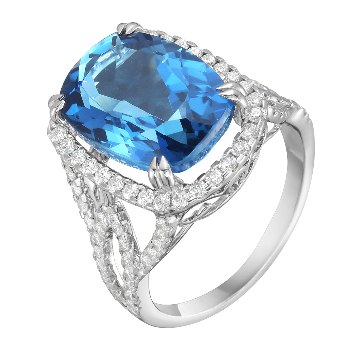R090079-LBT - 14KW/3.6G 1LBT-8.41CT 82RD-0.69CT London Blue Topaz