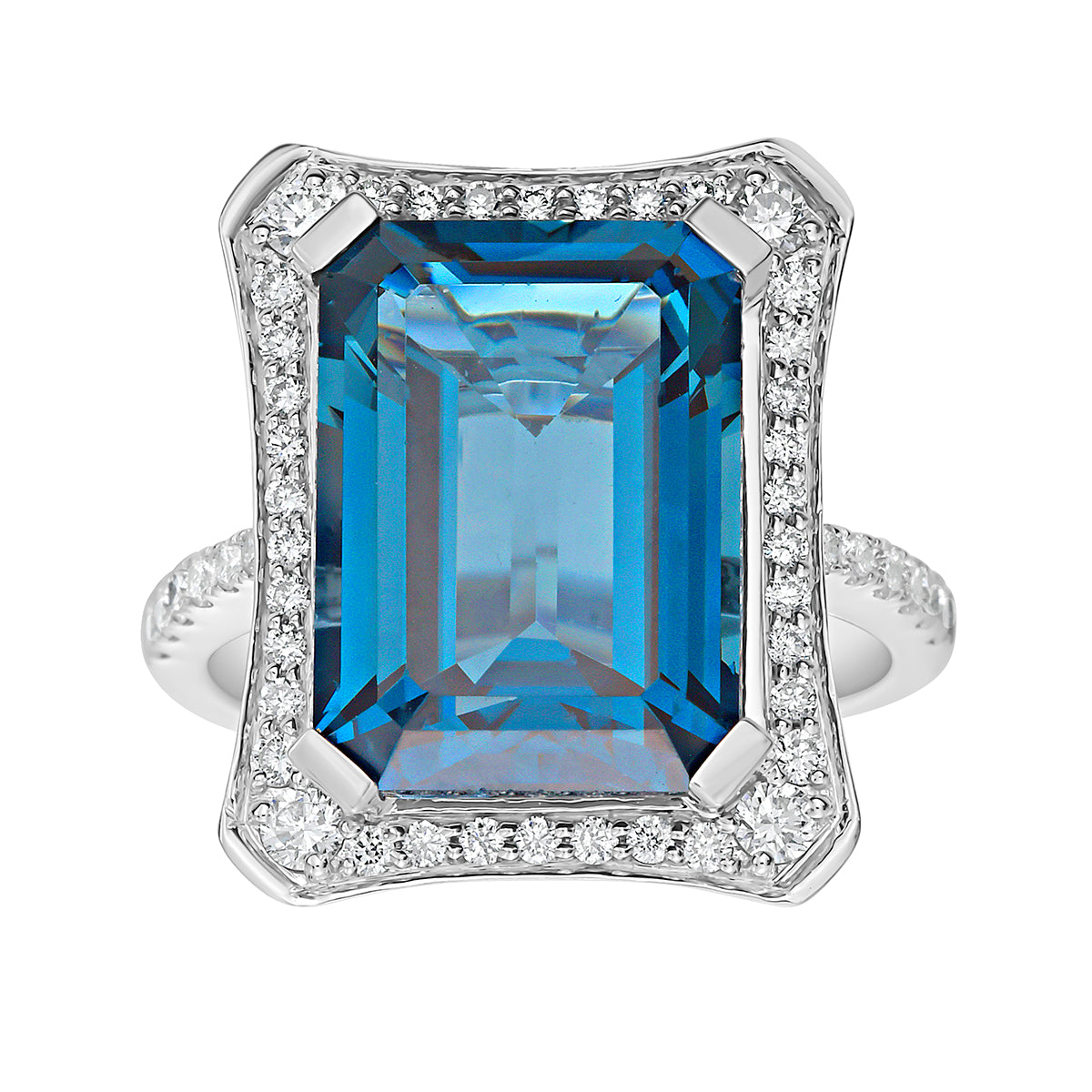 R090087-LBT - Ring 14KW/4.9G 1LBT-9.07CT 50RD-0.49CT London Blue Topaz