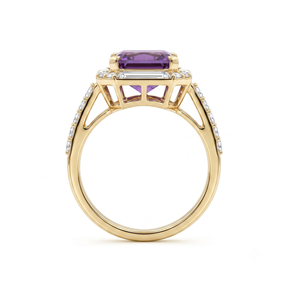 R090089Y-AME - Ring 14KY/4.5G 1AME-4.65CT 30RD-0.31CT Amethyst W.Enamel