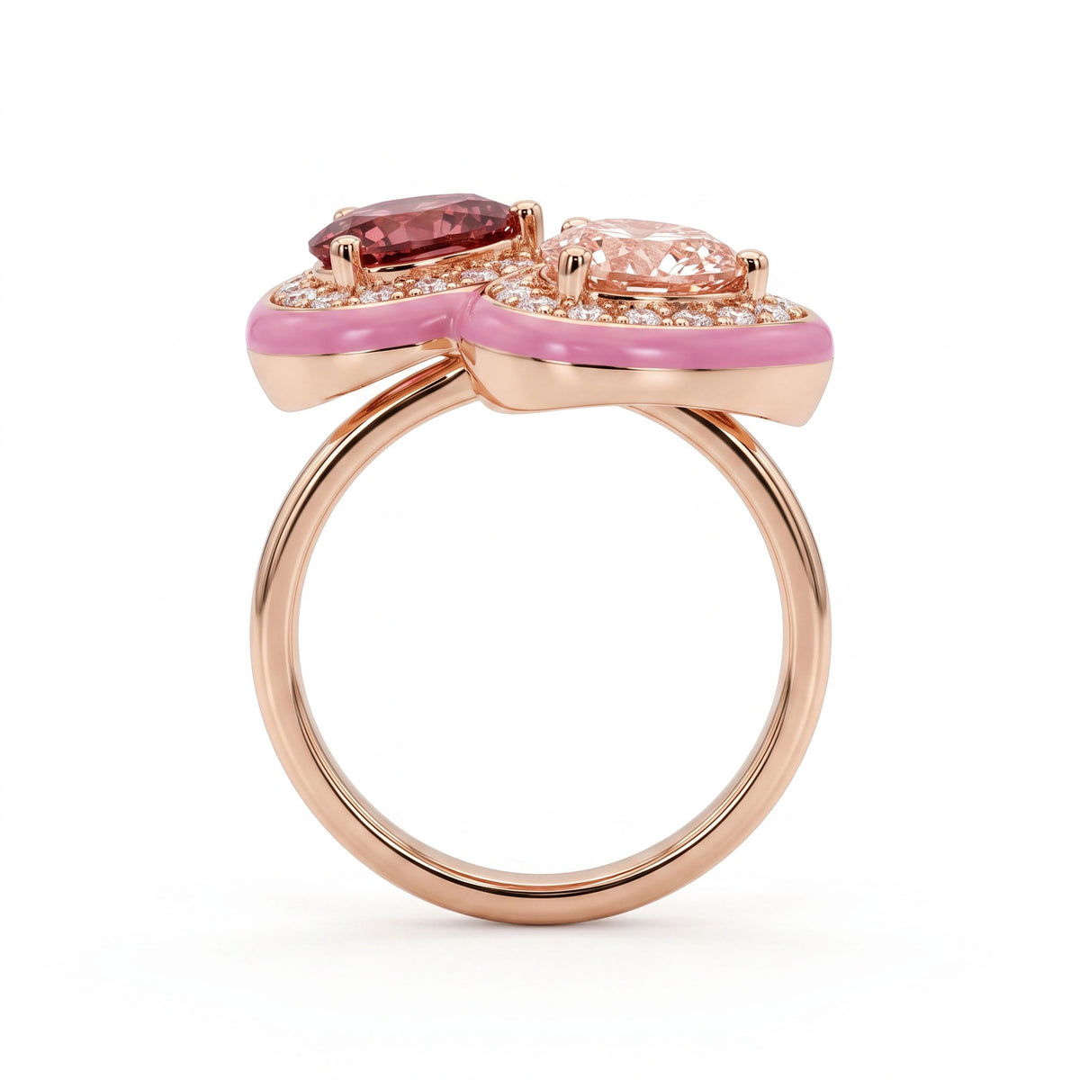 R090090R-PT/MG - Ring 14KP/4G 1PT-0.69CT 1MORG-0.69CT 27RD-0.51CT