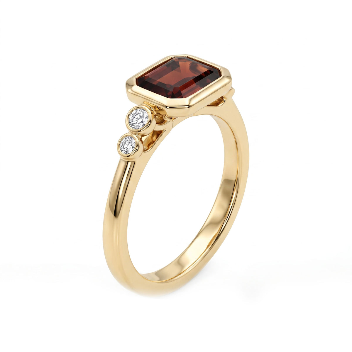 R090092Y-GAR - Ring 14KY/3.5G 1GAR-1.92CT 4RD-0.09CT Garnet