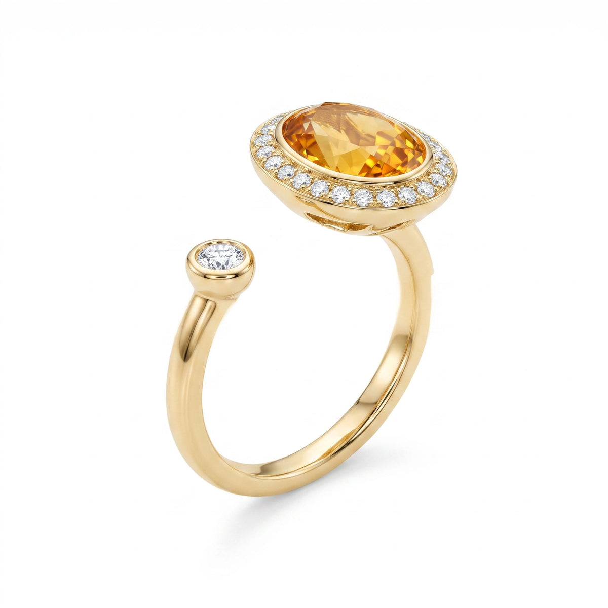 R090093Y-CIT - Ring 14KY/3.9G 1CIT-2.52CT 25RD-0.34CT Citrine