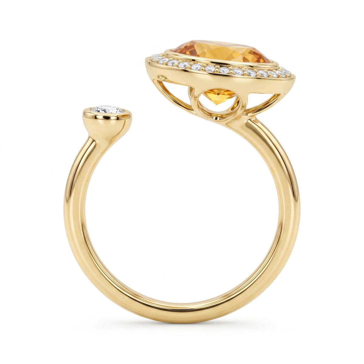 R090093Y-CIT - Ring 14KY/3.9G 1CIT-2.52CT 25RD-0.34CT Citrine