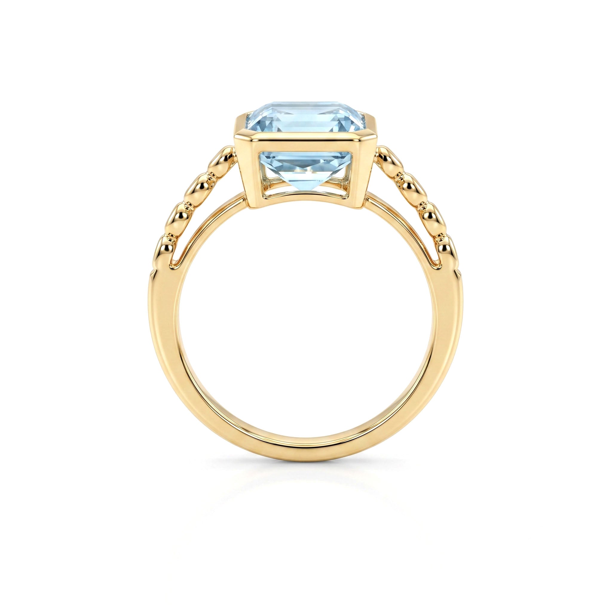 R090095Y-SBT - Ring 14KY/3.1G 1SBT-4.29CT 8RD-0.12CT Sky Blue Topaz