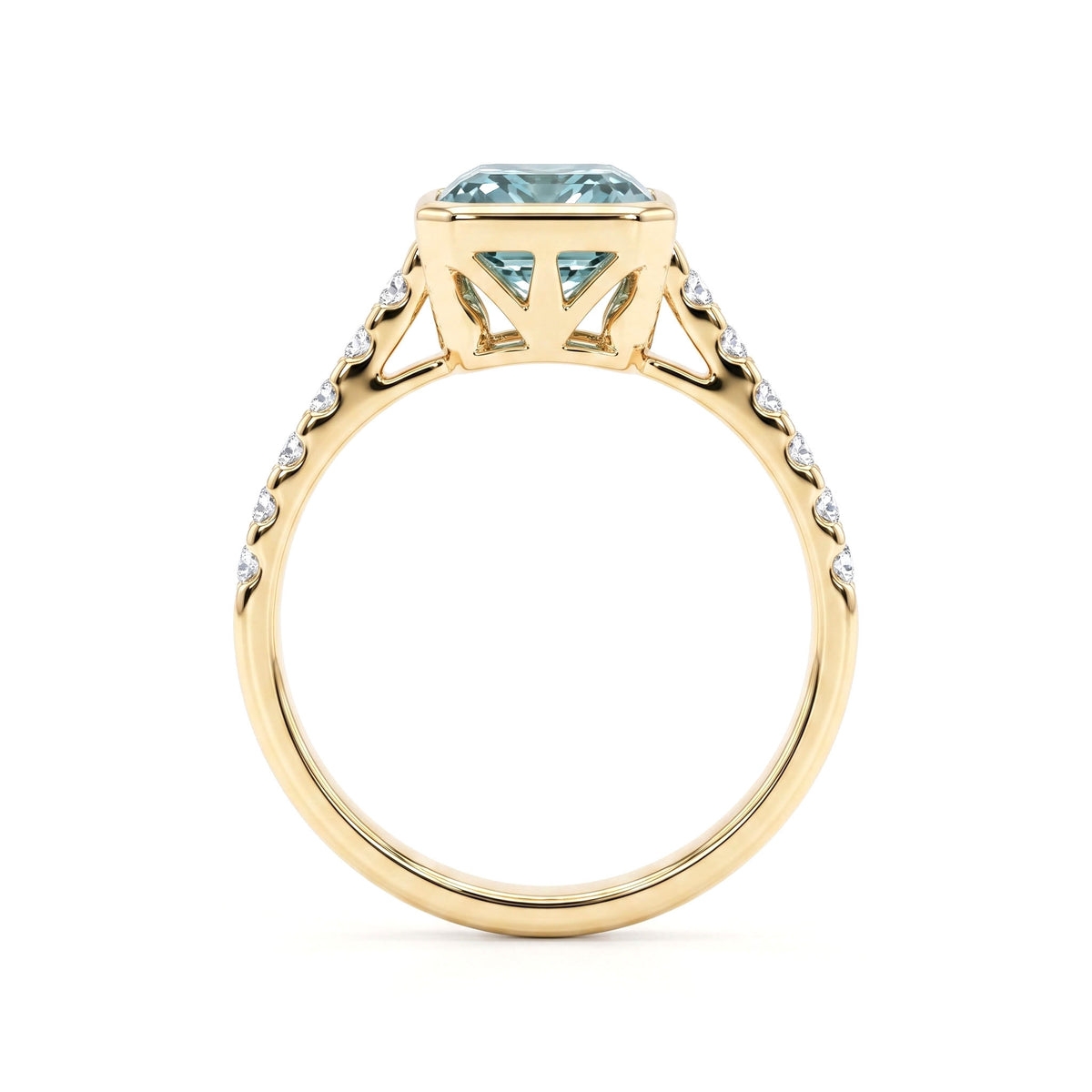 R090096Y-SBT - Ring 14KY/2.4G 1SBT-3.03CT 12RD-0.31CT Sky Blue Topaz