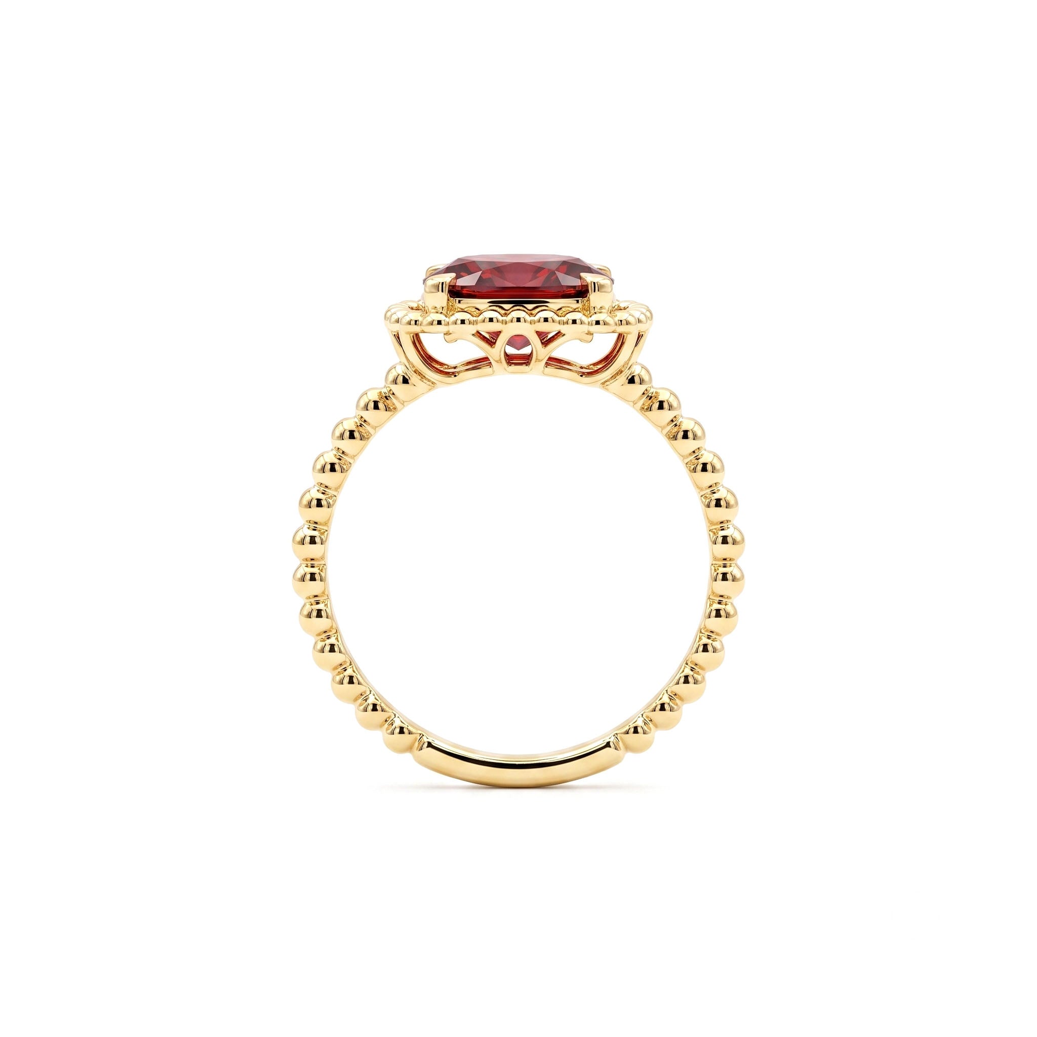 R090097Y-GAR - Ring 14KY/1.9G 1GAR-1.70CT 18RD-0.15CT Garnet