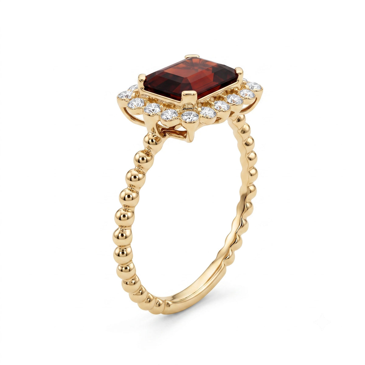 R090097Y-GAR - Ring 14KY/1.9G 1GAR-1.70CT 18RD-0.15CT Garnet