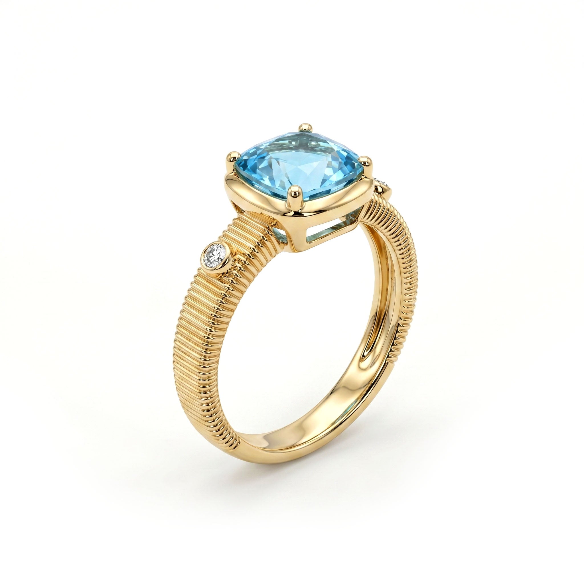 R090101Y-BT - Ring 14KY-4.35G 1BT-2.27ct 2D-0.04ct Blue Topaz