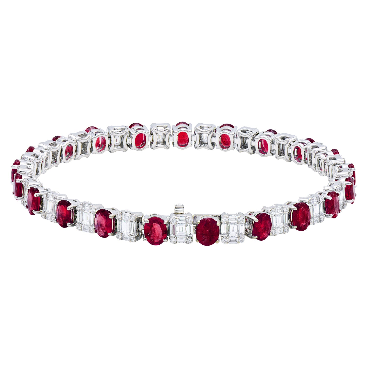 18K White Gold Ruby Diamond Bracelet, 12.91ct