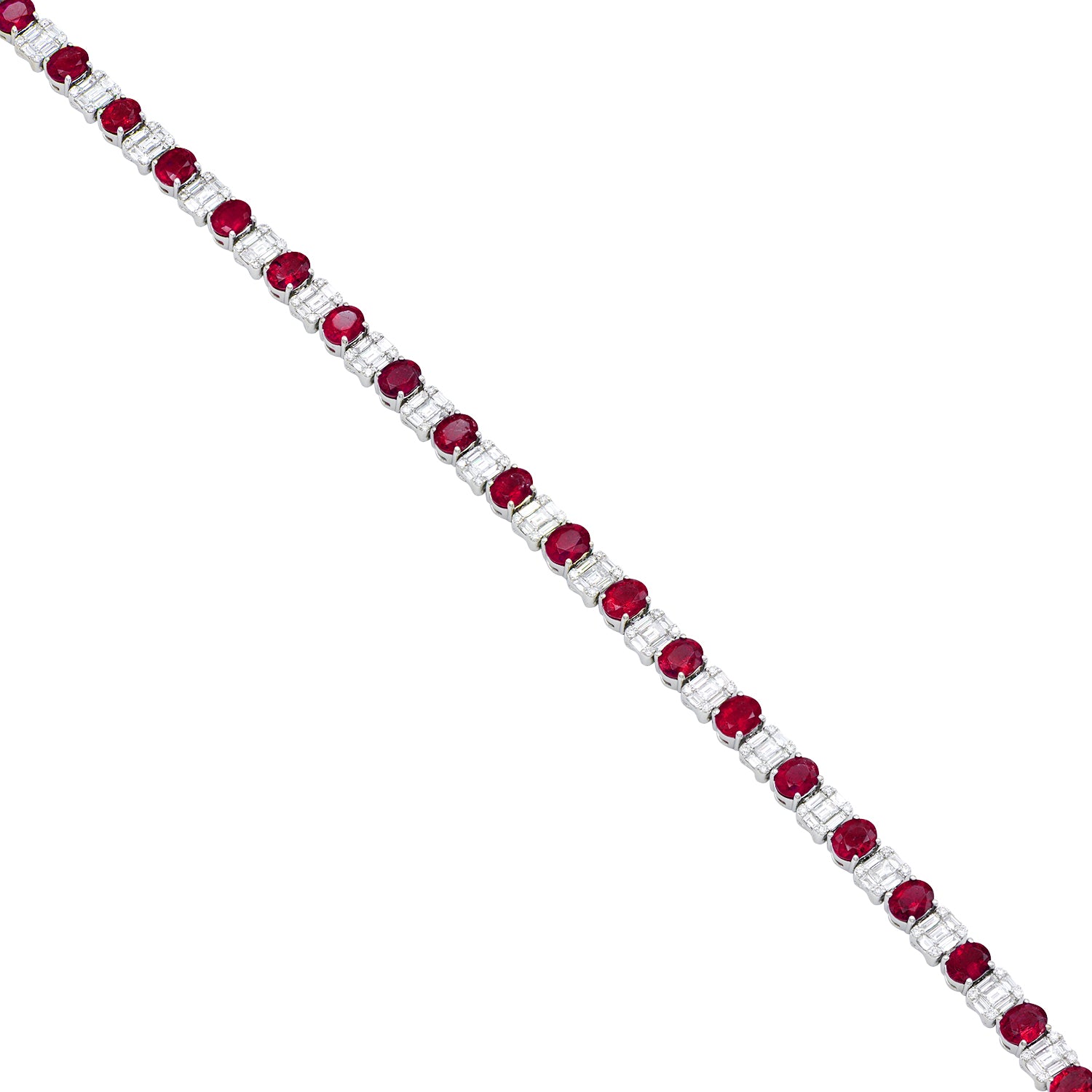 18K White Gold Ruby Diamond Bracelet, 12.91ct