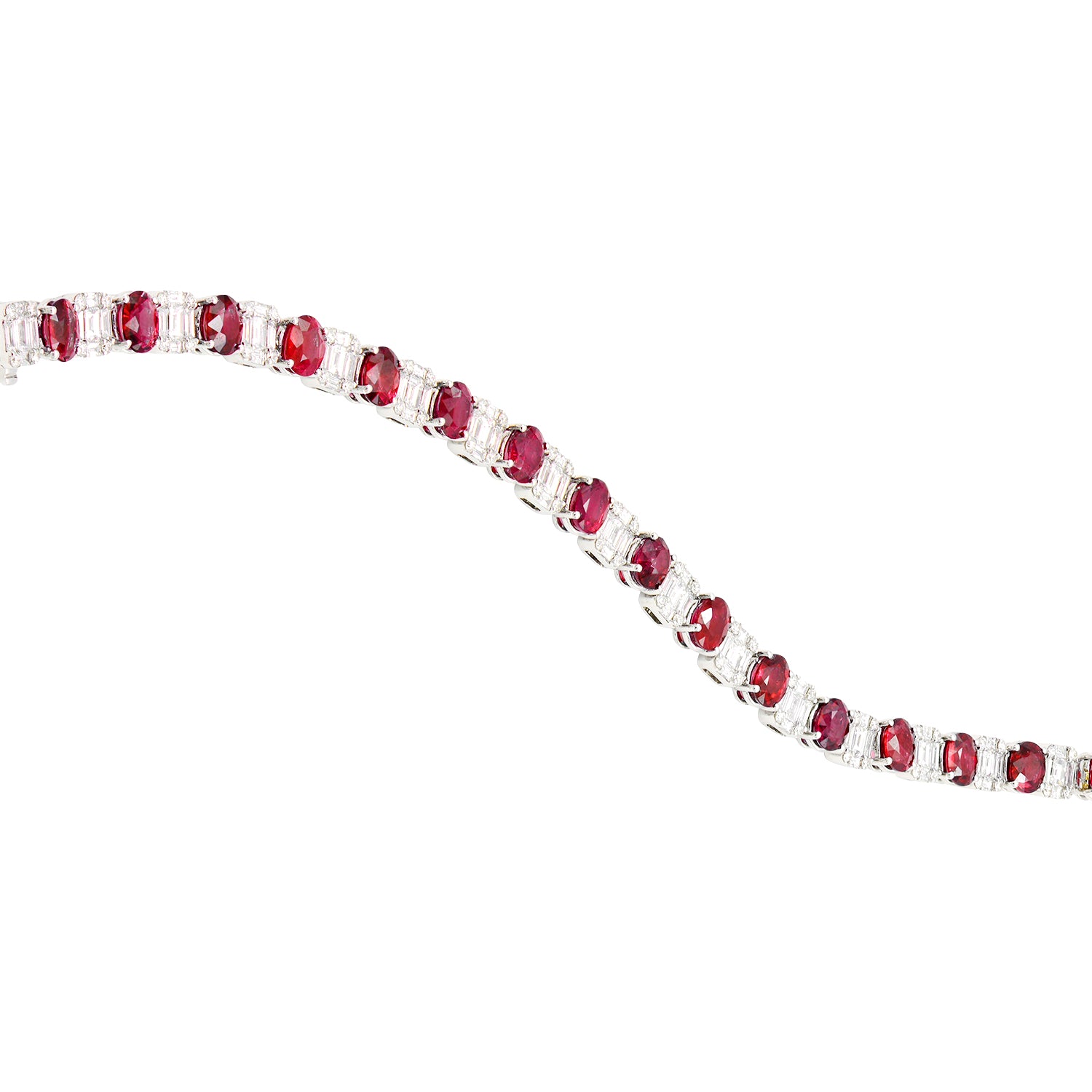 18K White Gold Ruby Diamond Bracelet, 12.91ct