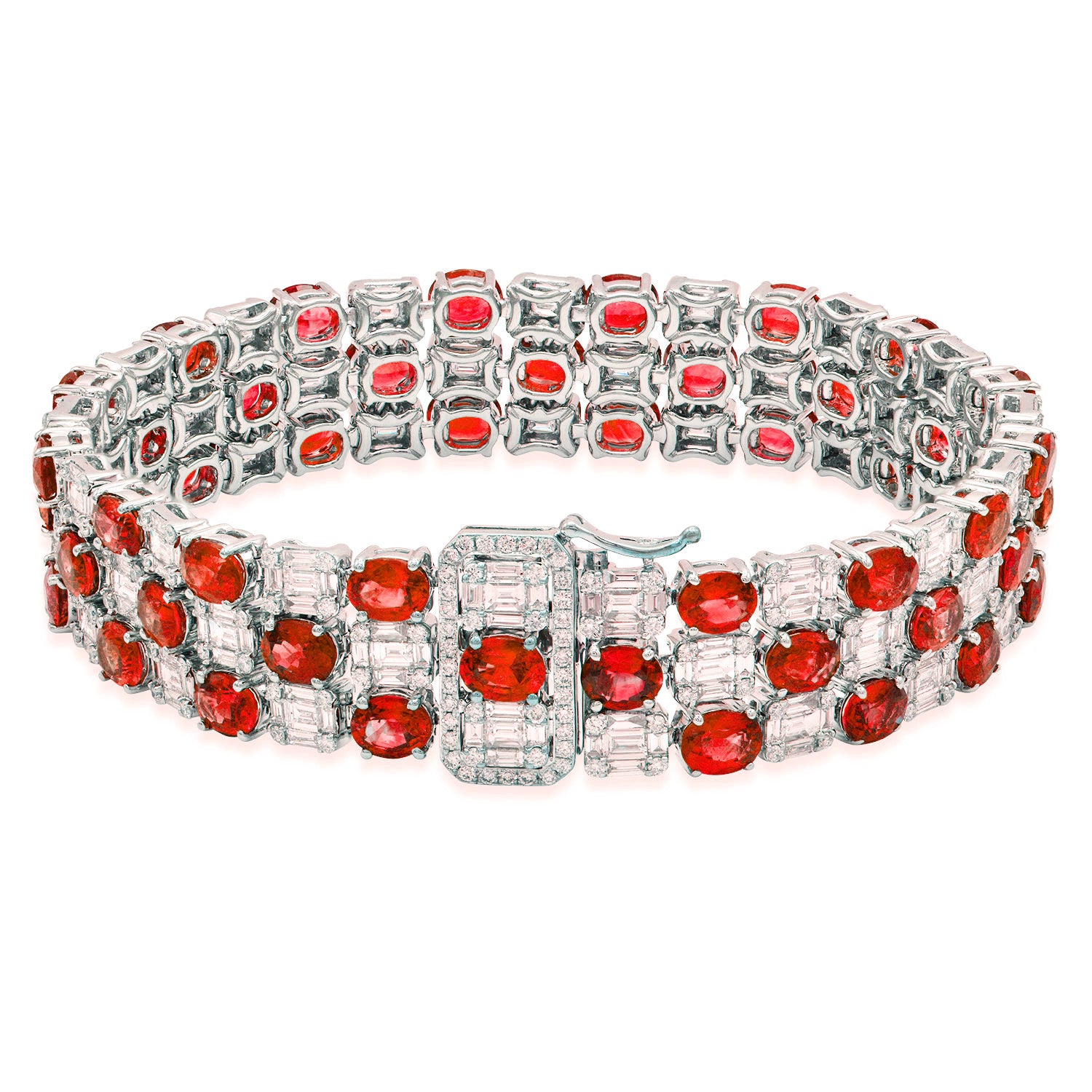 18K White Gold Ruby Bracelet, 21.09ct