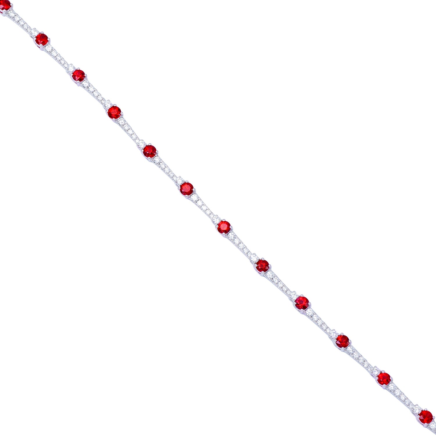 18K White Gold Ruby Diamond Bracelet, 2.77ct