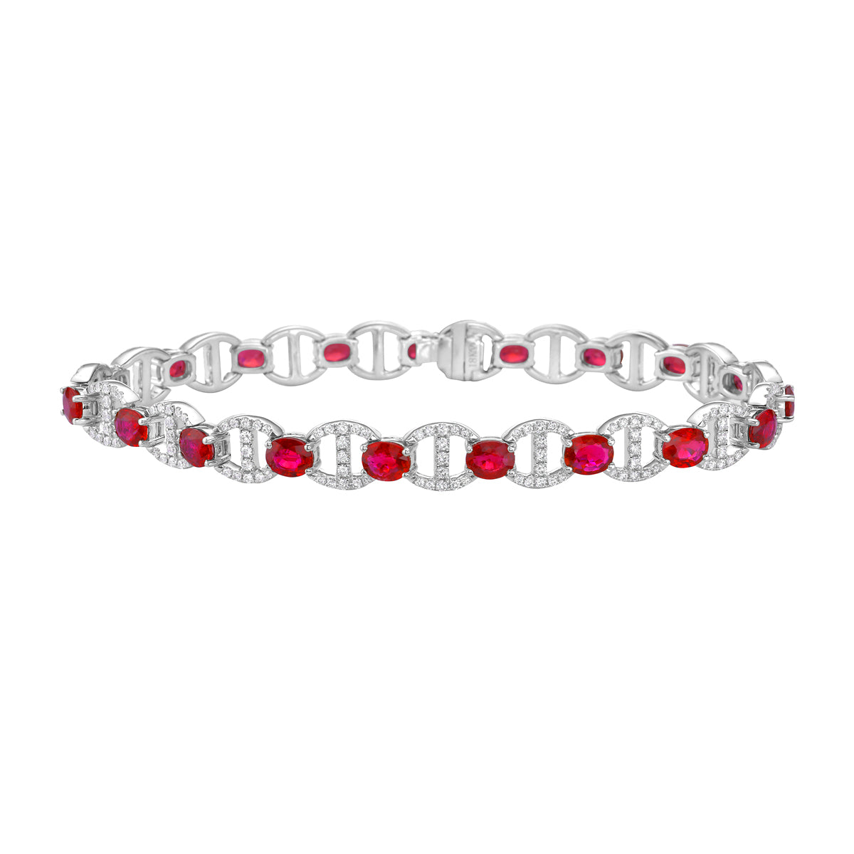 RB056105 - Bracelet 18KW/16.9G 17RUBY-6.64CT 221RD-1.34CT