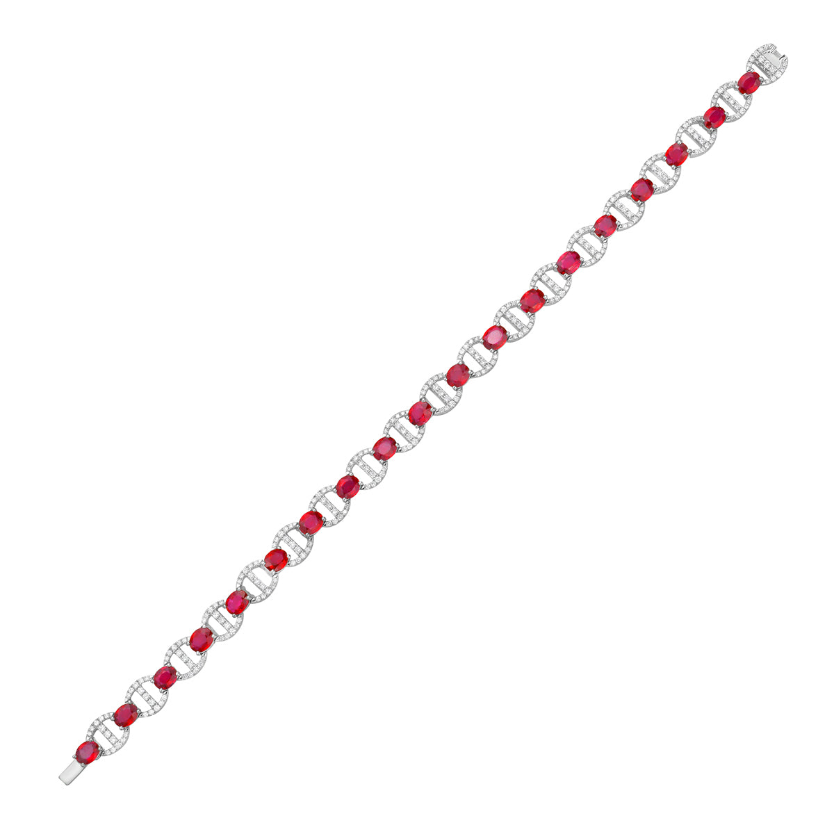 RB056105 - Bracelet 18KW/16.9G 17RUBY-6.64CT 221RD-1.34CT
