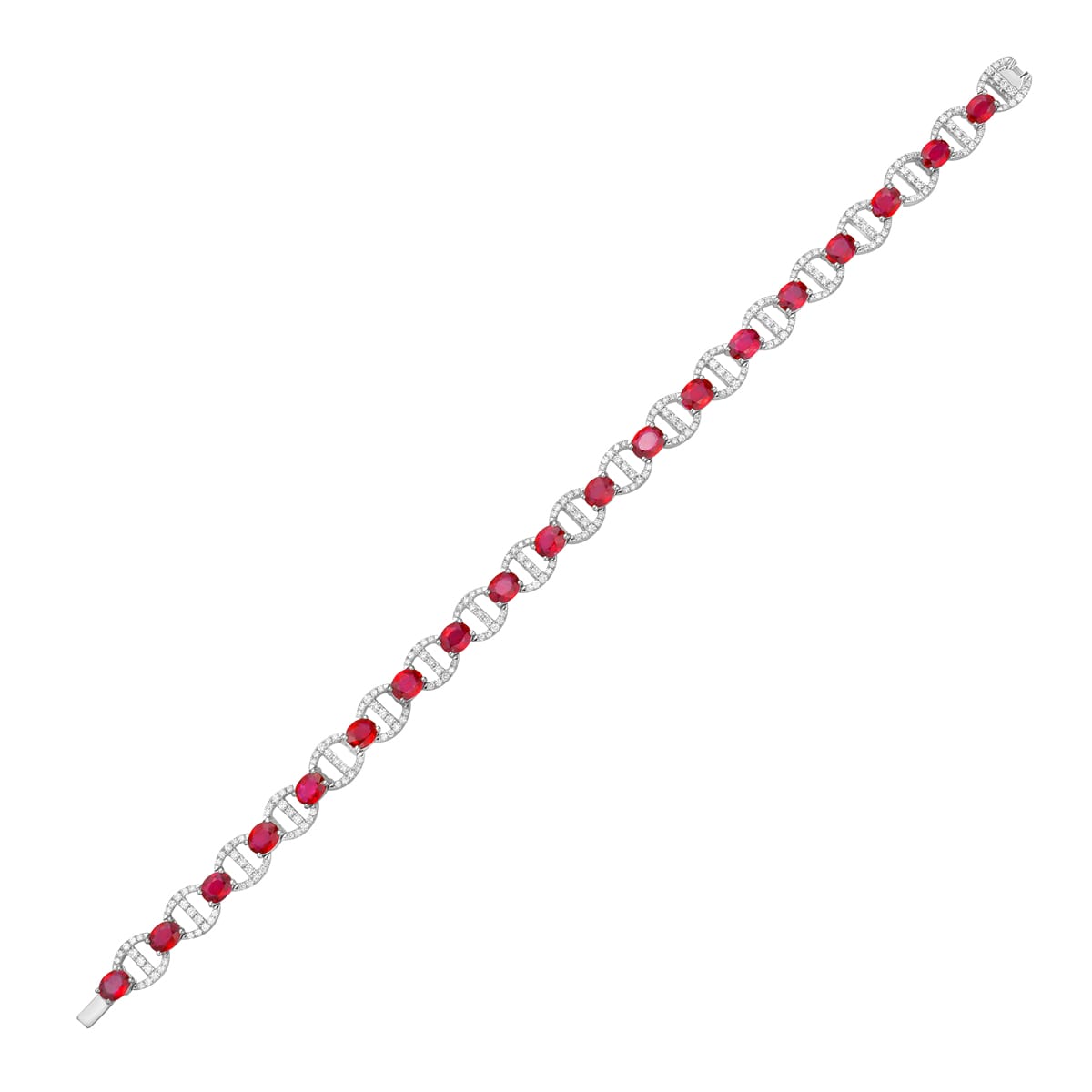 18K White Gold Ruby Diamond Bracelet, 6.64ct