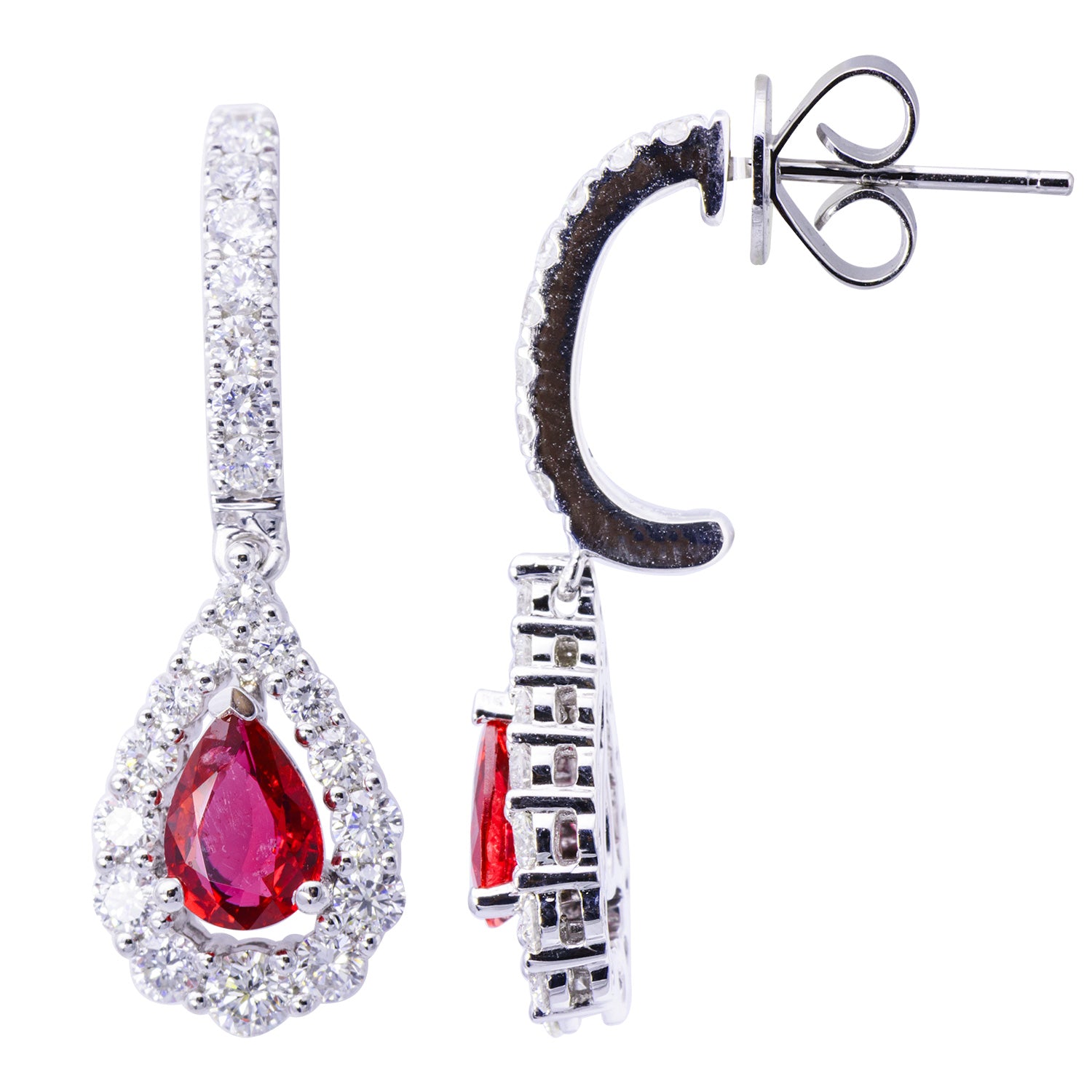 18KW Ruby Hanging Earrings