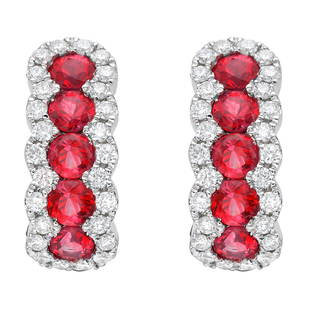 RE056103 - Earrings 18KW/3.5G 10RUBY-1.09CT 52RD-0.40CT