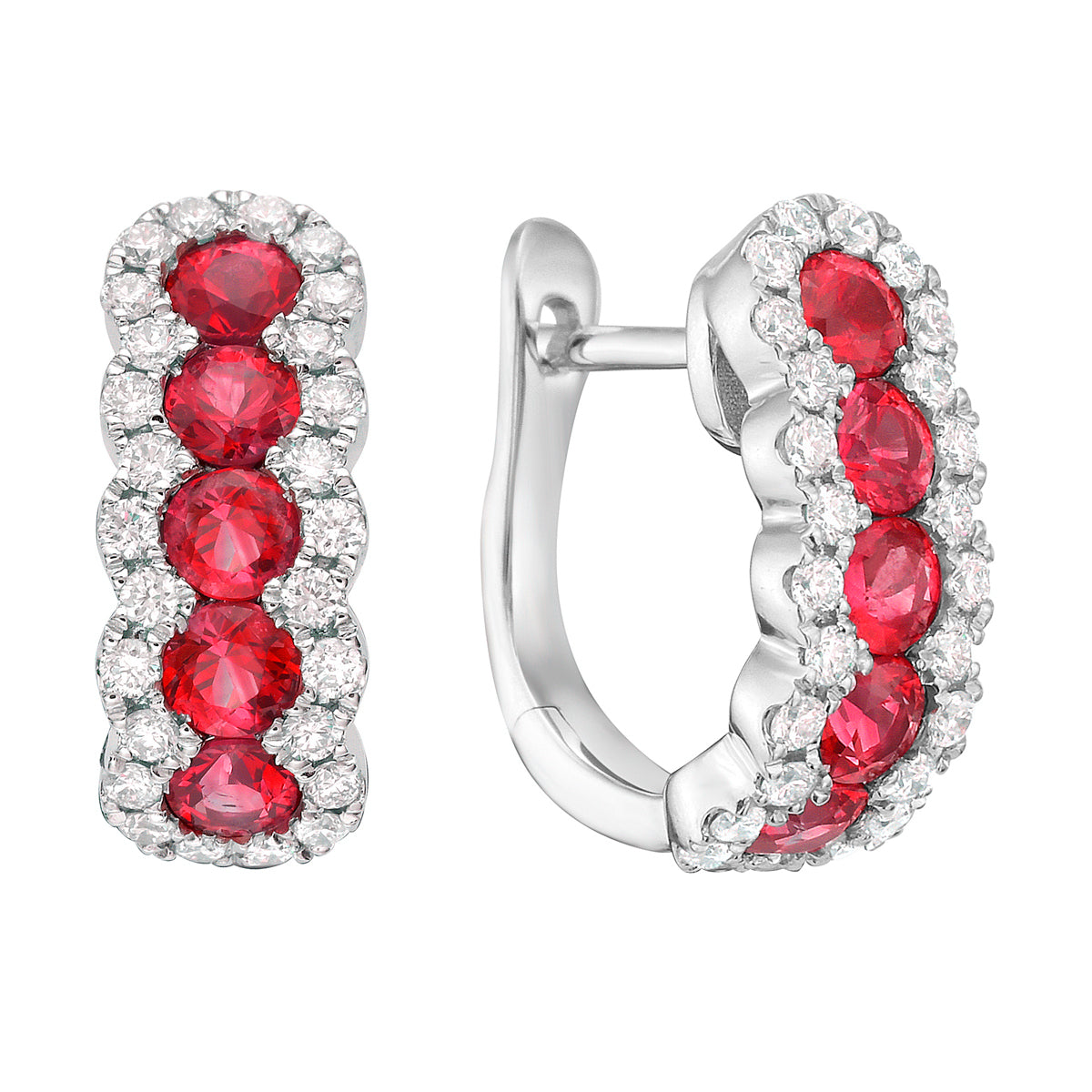 RE056103 - Earrings 18KW/3.5G 10RUBY-1.09CT 52RD-0.40CT