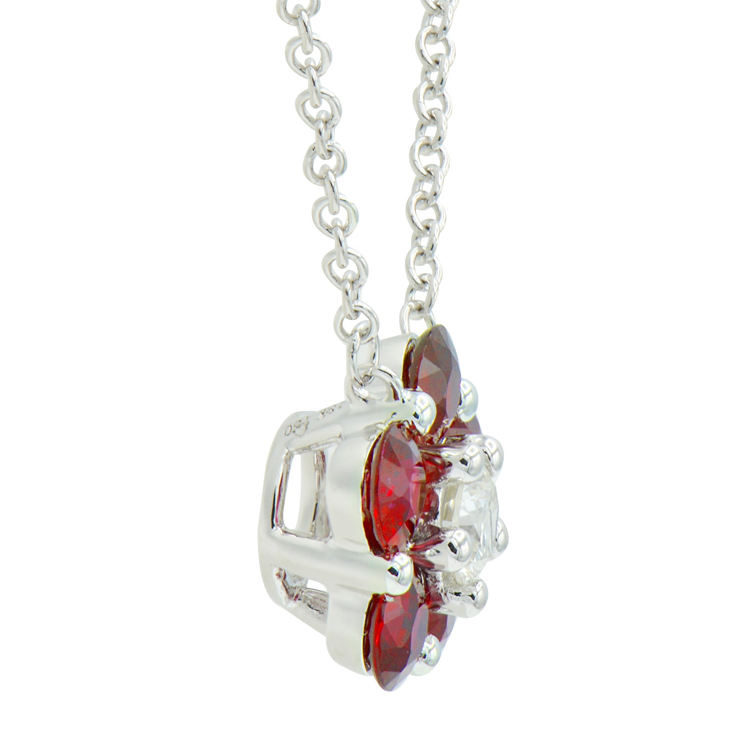 18KW Ruby Flower Pendant