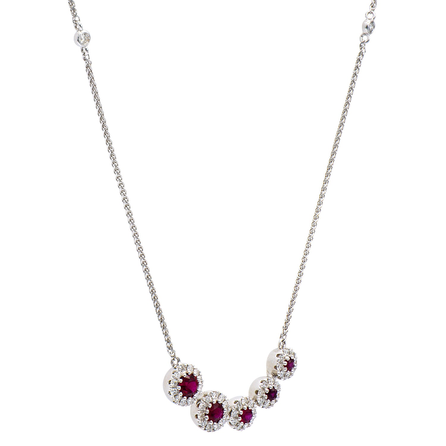 18K White Gold Ruby Necklace, 0.7ct