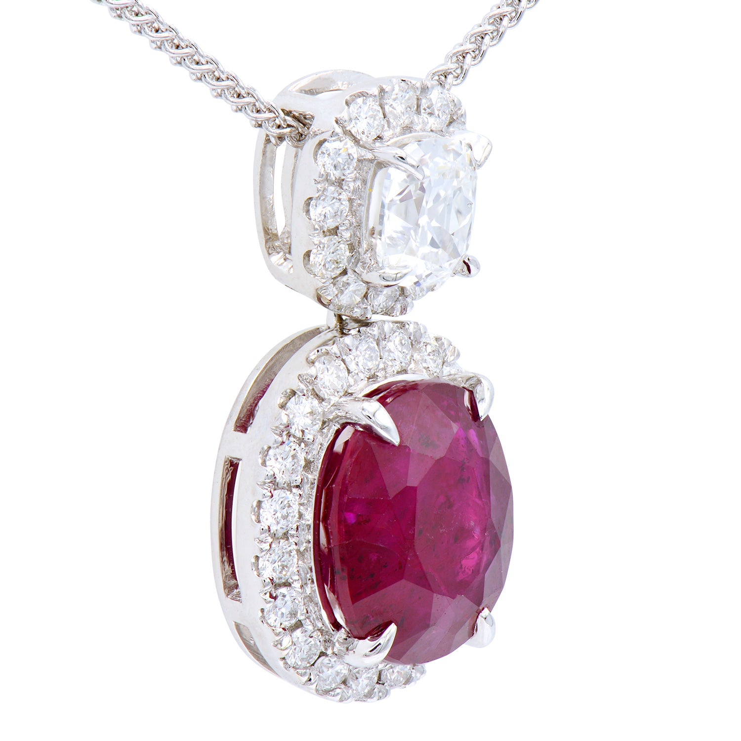 RP054615 - Pendant/18KW/1.9G 1RUBY-2.94CT 1CUSH-0.36CT 32RD-0.32CT W/CHAIN