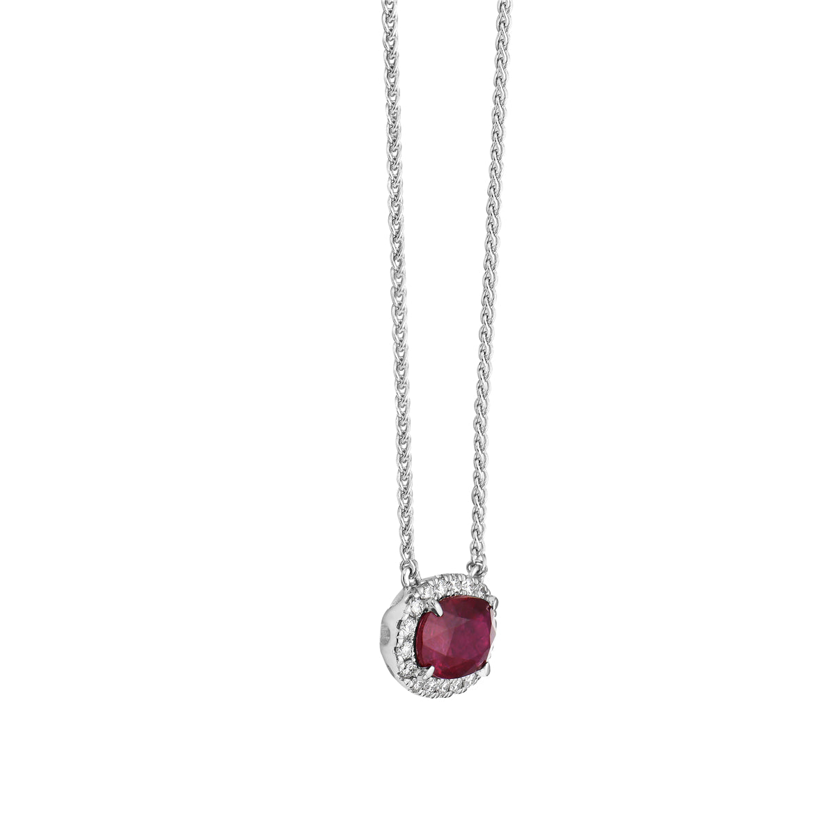 Handmade 18K White Gold Ruby Pendant, 1.2ct