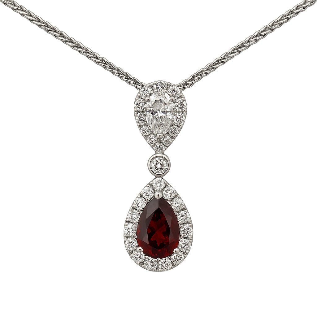 Handmade 18K White Gold Ruby Pendant, 0.6ct