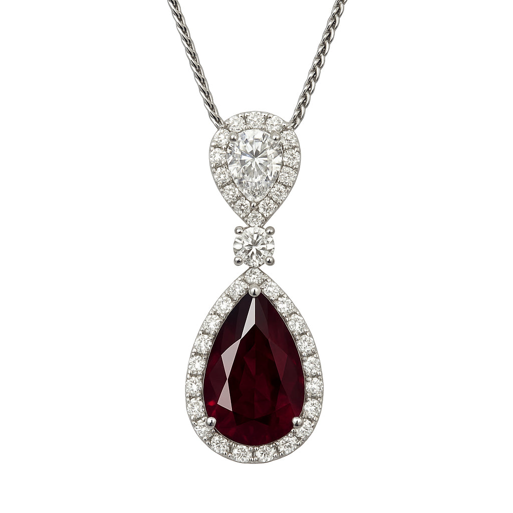 Handmade 18K White Gold Ruby Pendant, 0.38ct