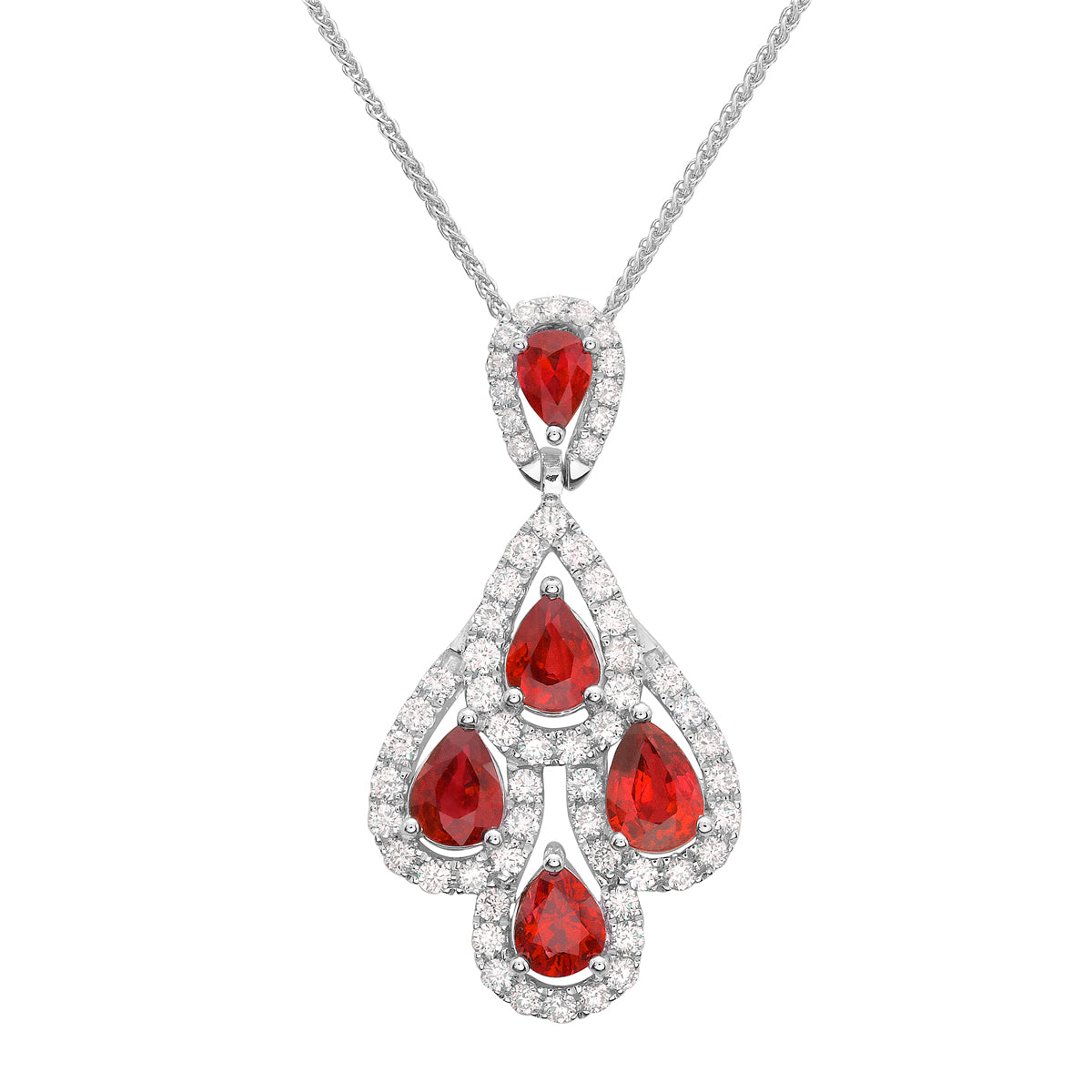 RP056111 - Pendant 18KW/2.3G 5RUBY-1.20CT 59RD-0.55CT