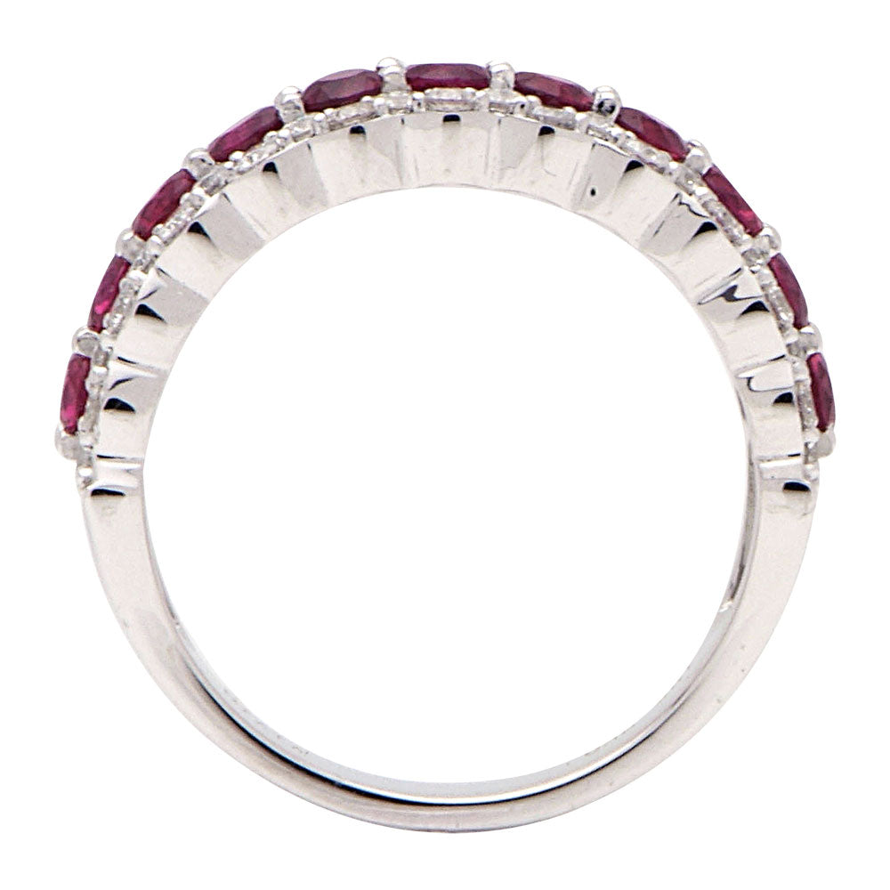 18K White Gold Ruby Diamond Ring, 1.1ct