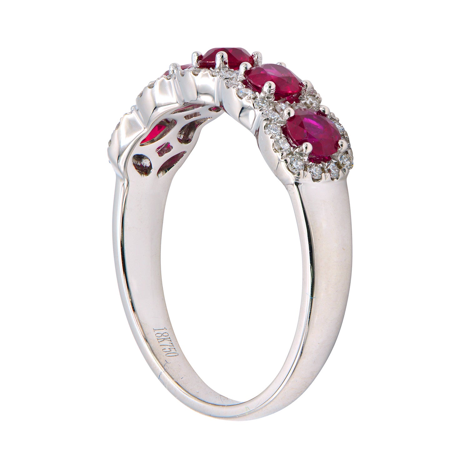 18K White Gold Ruby Diamond Ring, 0.73ct