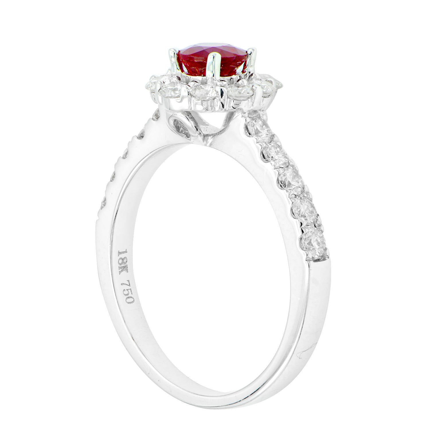 18K White Gold Ruby Ring, 0.54ct