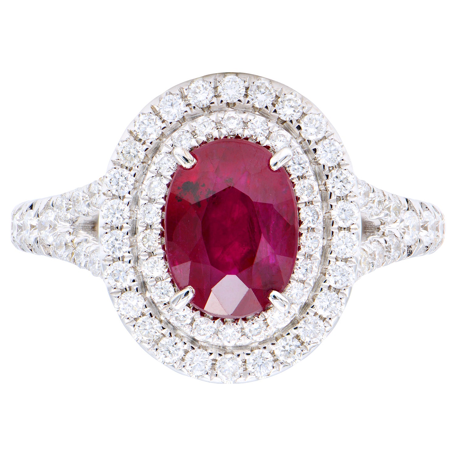 Ring 18KW/5.9G 1RUBY-2.15CT 72RD-0.60CT