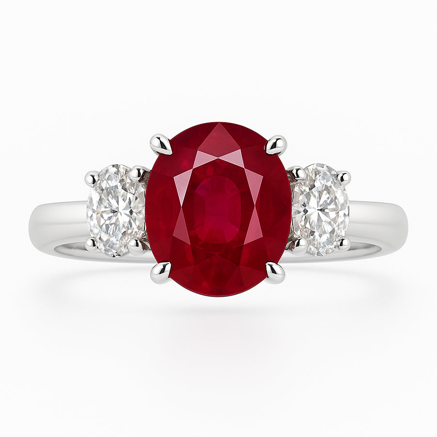 RR054647 - Ring 18KW/4.0G RUBY-2.01CT 2OD-0.40CT