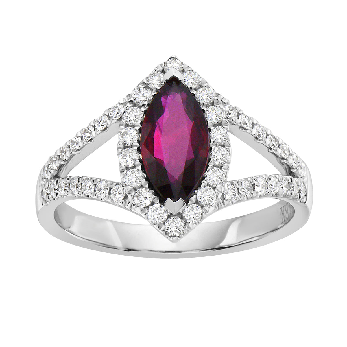 RR054752 - Ring 18KW/3.7G 1RUBY-1.02CT 40RD-0.39CT