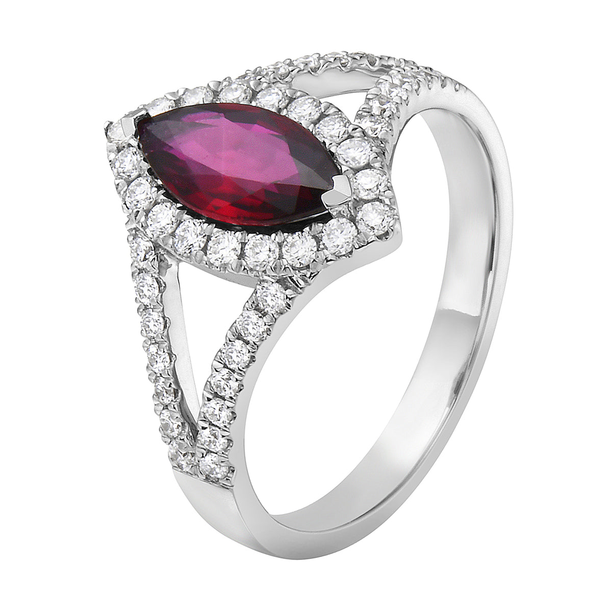 Handmade 18K White Gold Ruby Ring, 1.02ct