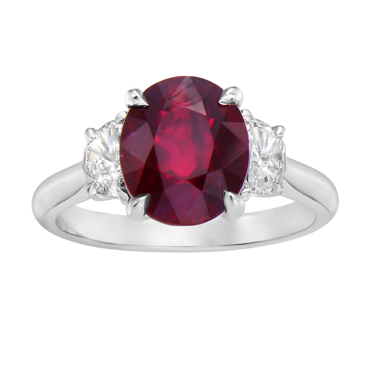Handmade 18K White Gold Ruby Ring, 4.42ct