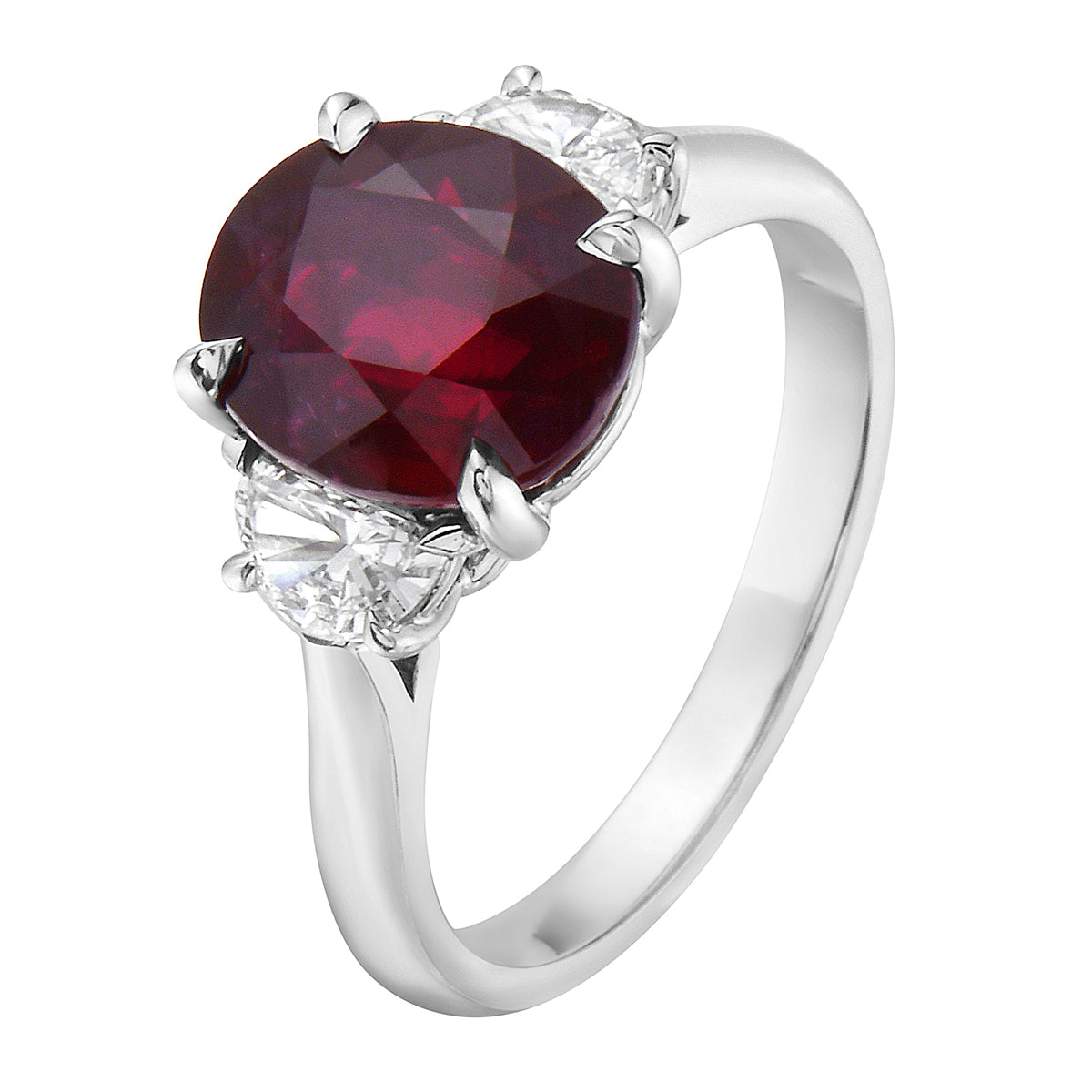 Handmade 18K White Gold Ruby Ring, 4.42ct