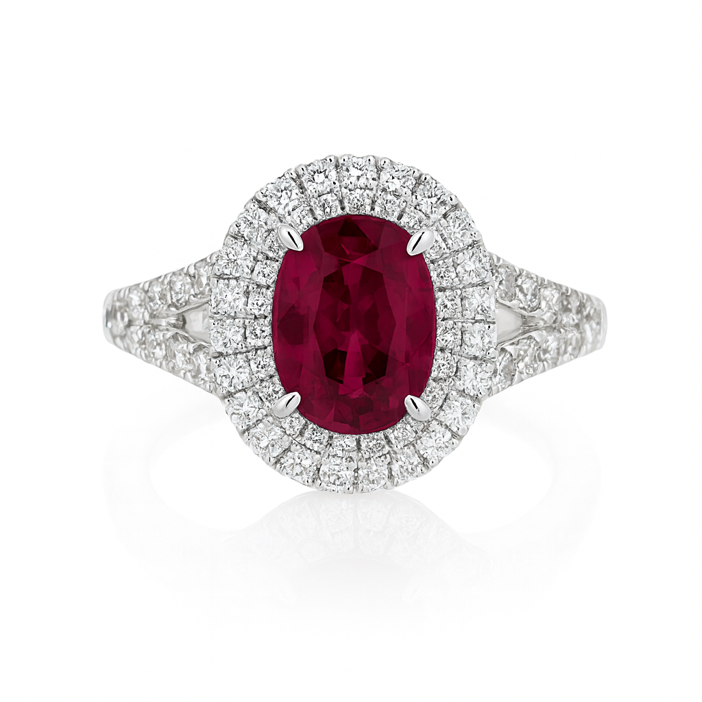 RR055234 - Ring 18KW/4.1G 1RUBY-1.14CT 72RD-0.58CT