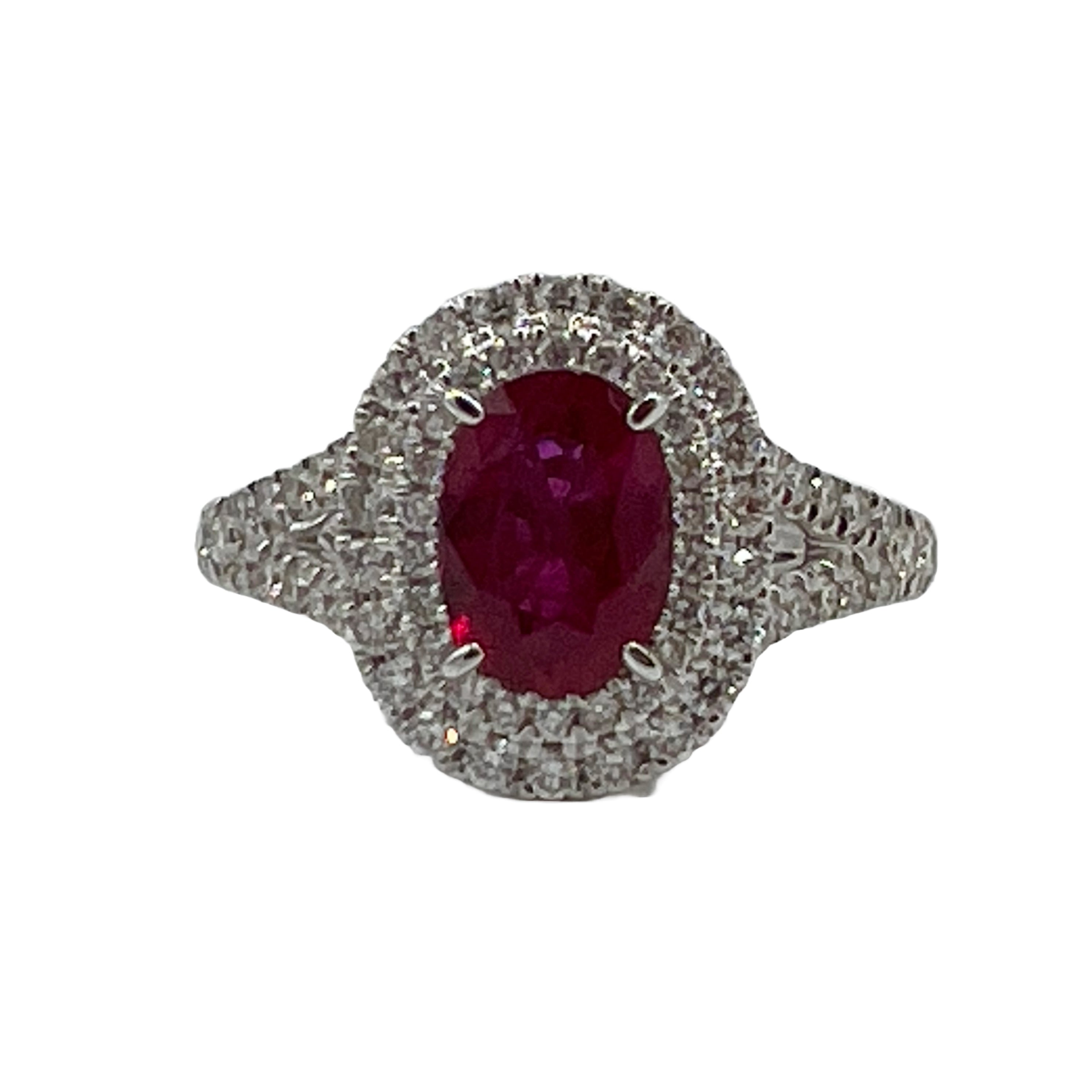 Ring 18KW/4.1G 1RUBY-1.14CT 72RD-0.58CT