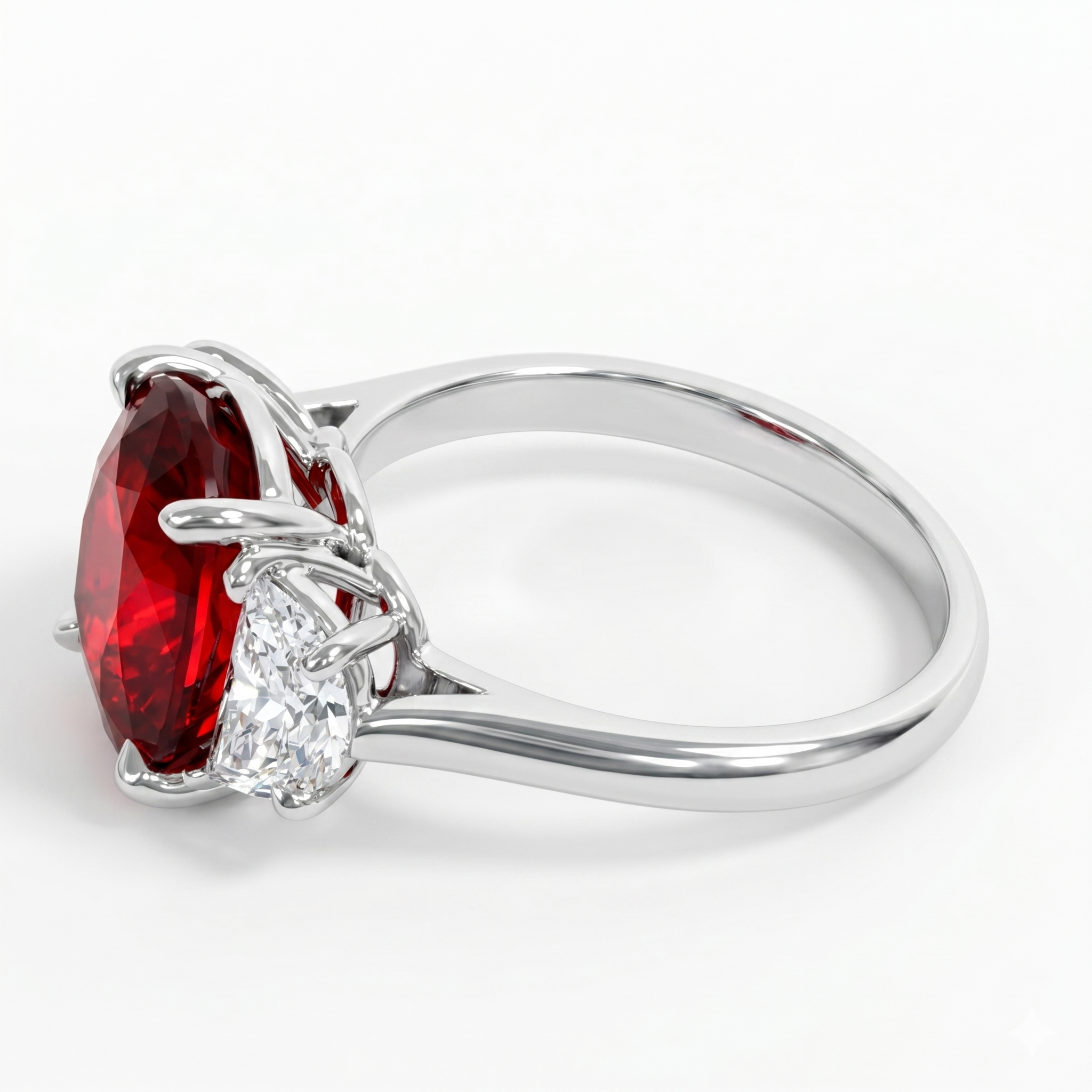 RR057066 - Ring 18KW 1RUBY-5.40CT 2HM-1.00CT