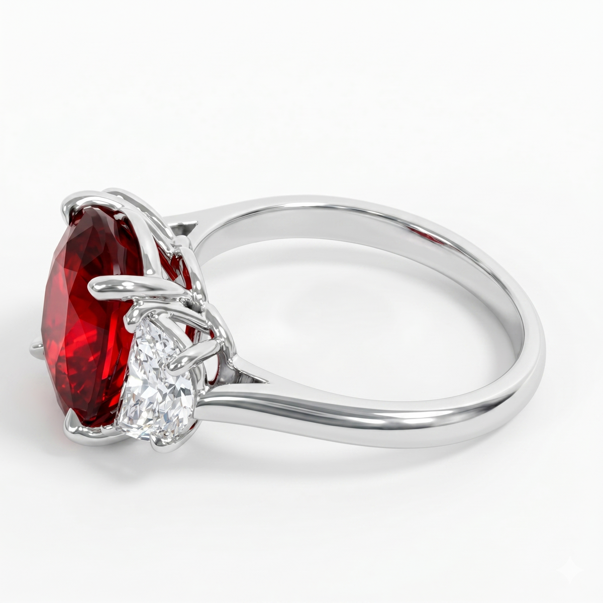 RR057066 - Ring 18KW 1RUBY-5.40CT 2HM-1.00CT