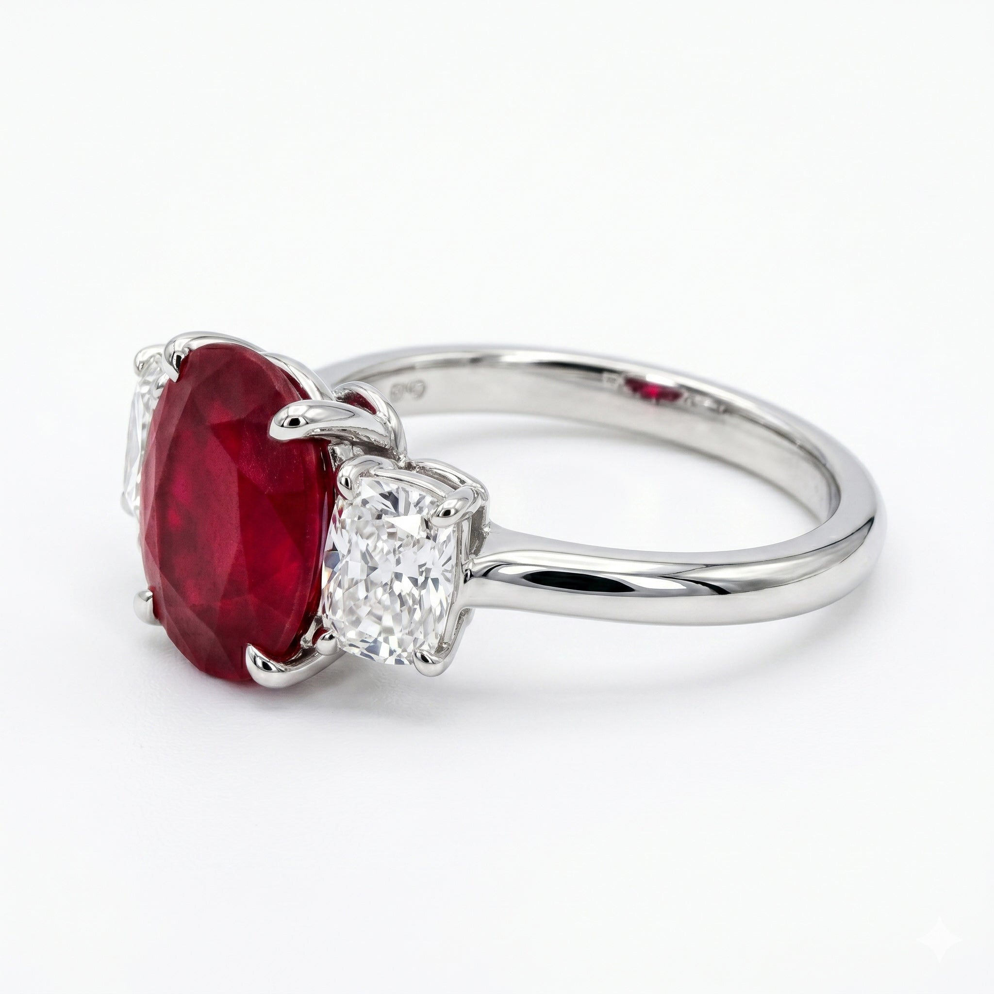 RR057088 - Ring 18KW 1RUBY-4.05CT 2OV-0.90CT GIA