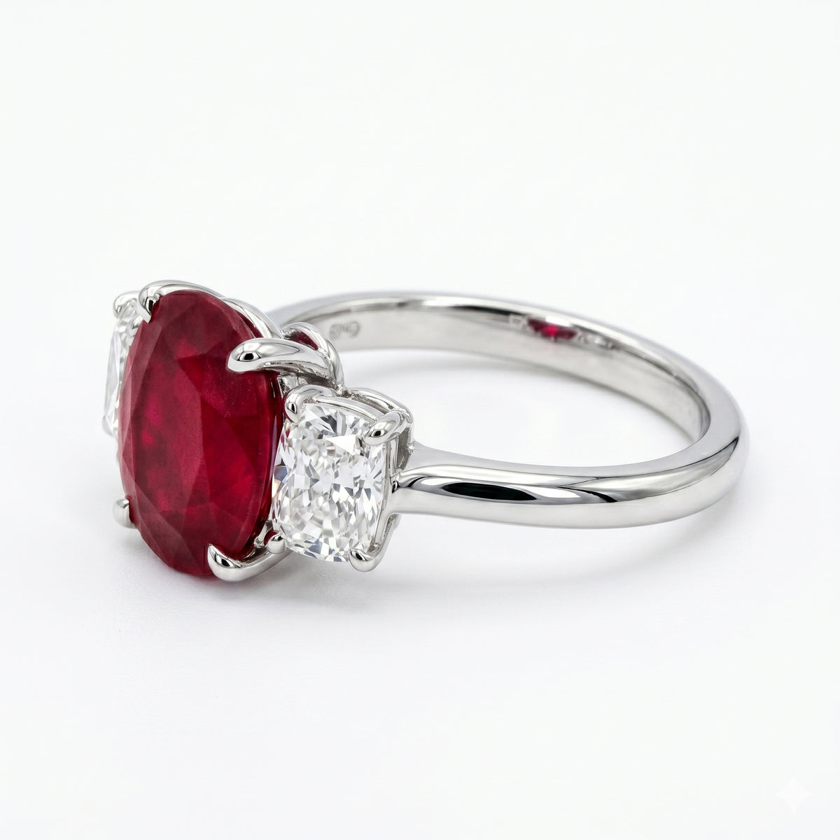 RR057088 - Ring 18KW 1RUBY-4.05CT 2OV-0.90CT GIA