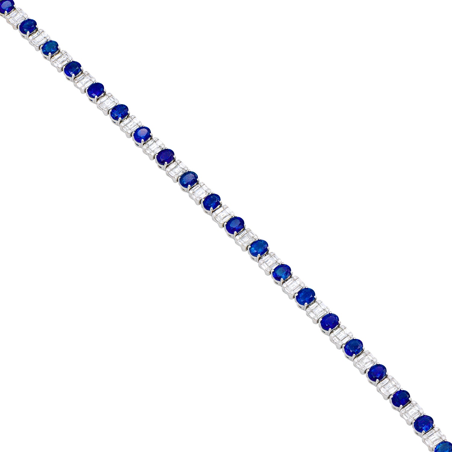 18K White Gold Blue Sapphire Bracelet, 12.56ct