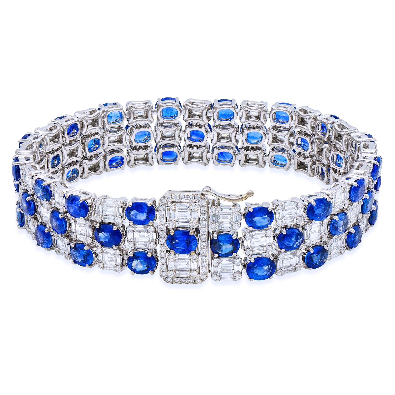 18K White Gold Blue Sapphire Bracelet, 22.38ct
